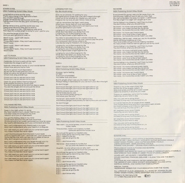 Bonfire : Don't Touch The Light (LP, Album)