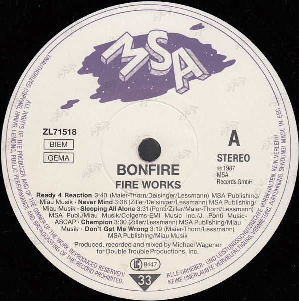 Bonfire : Fire Works (LP, Album)