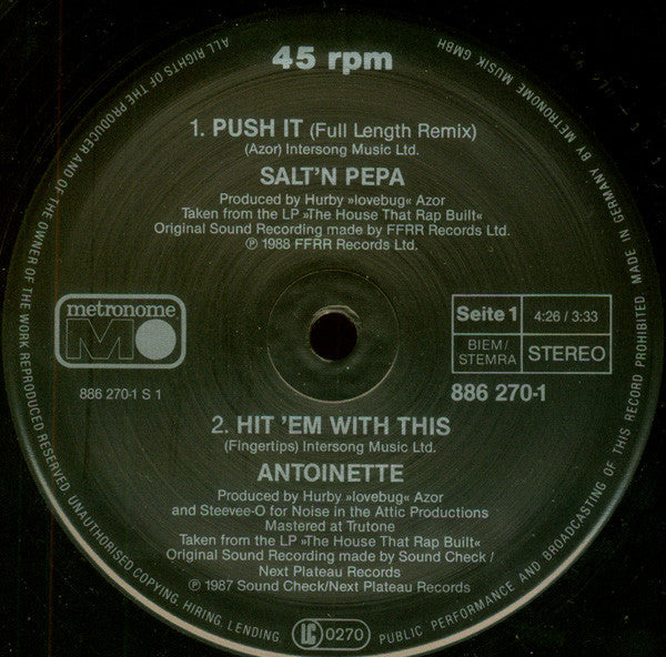 Salt-N-Pepa* / Antoinette : Push It (Remix) / Hit 'Em With This / I Am Down (12", Maxi)