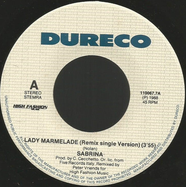 Sabrina : Lady Marmelade (Remix) (7", Single)