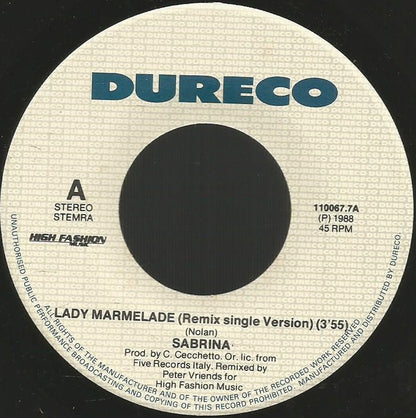 Sabrina : Lady Marmelade (Remix) (7", Single)