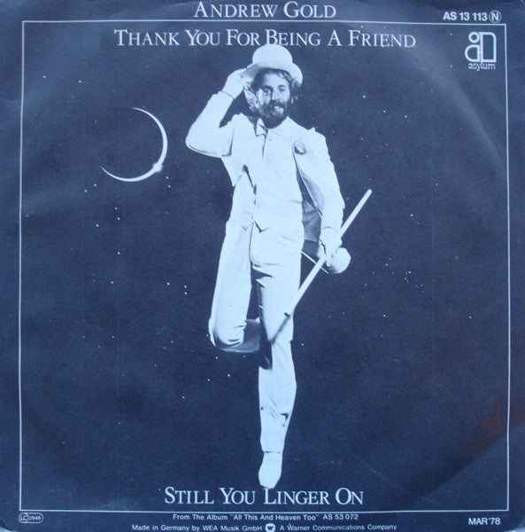 Andrew Gold : Thank You For Being A Friend (7", Single)