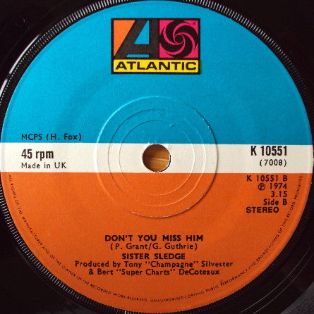 Sister Sledge : Love Don't You Go Through No Changes On Me (7", Single)