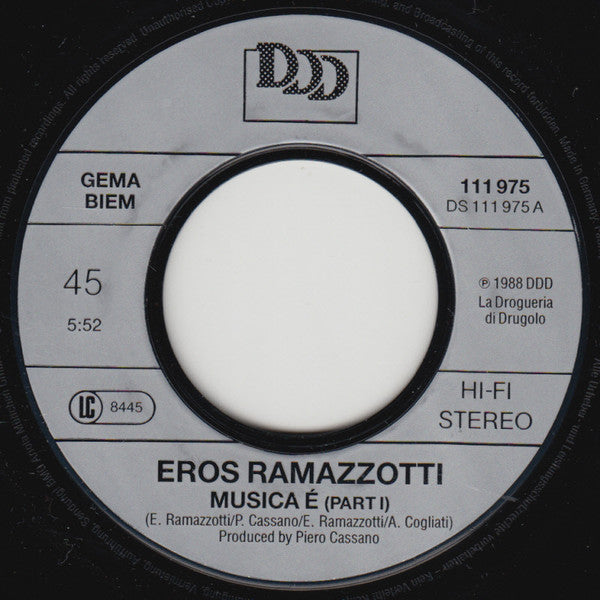 Eros Ramazzotti : Musica È (7", Single)