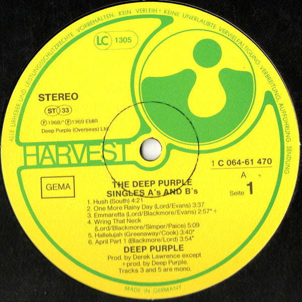 Deep Purple : The Deep Purple Singles A's & B's (LP, Comp, Mono)