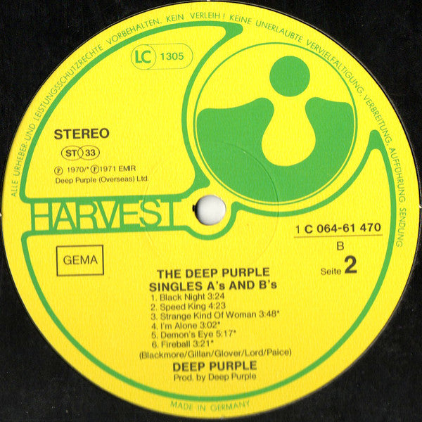 Deep Purple : The Deep Purple Singles A's & B's (LP, Comp, Mono)