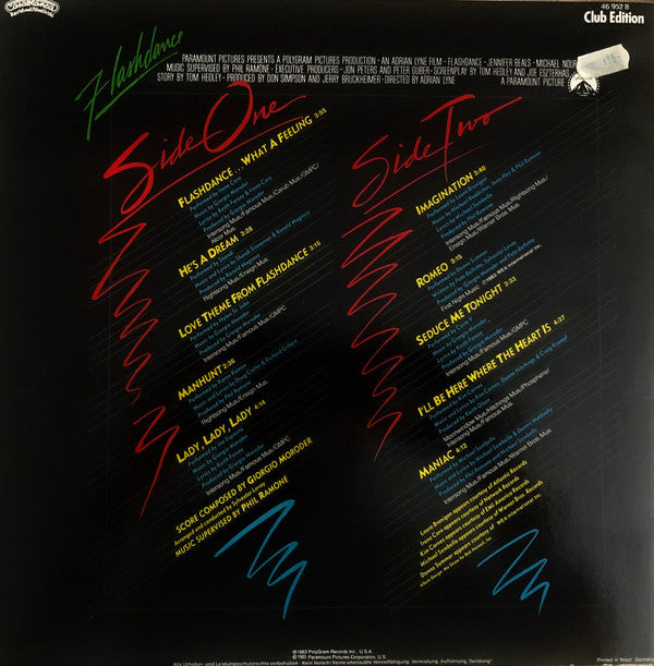 Various : Flashdance (Original Soundtrack From The Motion Picture) (LP, Album, Club)