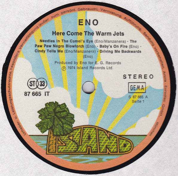 Brian Eno : Here Come The Warm Jets (LP, Album)