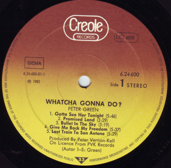 Peter Green (2) : Whatcha Gonna Do? (LP, Album)