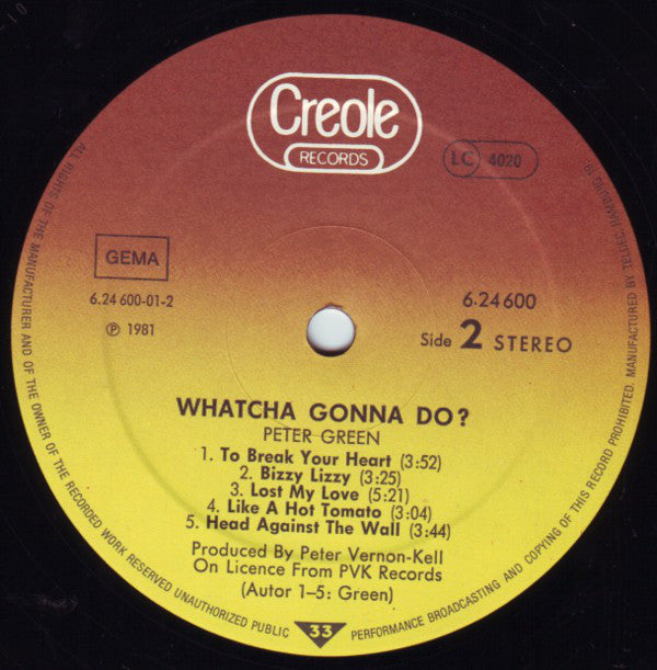 Peter Green (2) : Whatcha Gonna Do? (LP, Album)