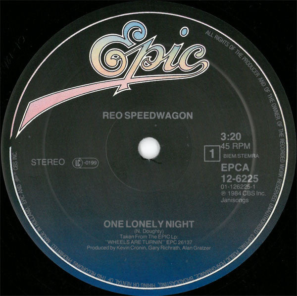 REO Speedwagon : One Lonely Night (12", Maxi)