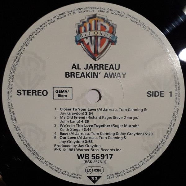 Al Jarreau : Breakin' Away (LP, Album, RE)