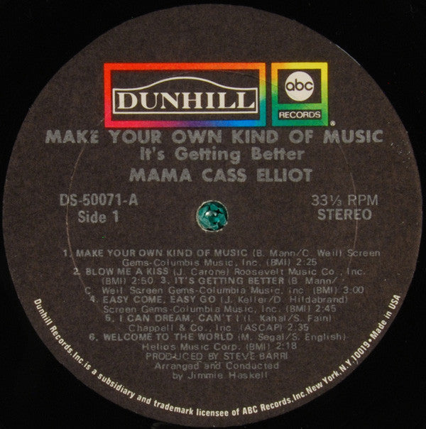 Mama Cass Elliot* : Make Your Own Kind Of Music - It's Getting Better (LP, Album, Mon)