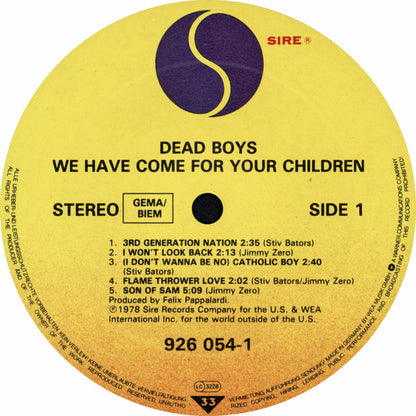 Dead Boys* : We Have Come For Your Children (LP, Album, RE)
