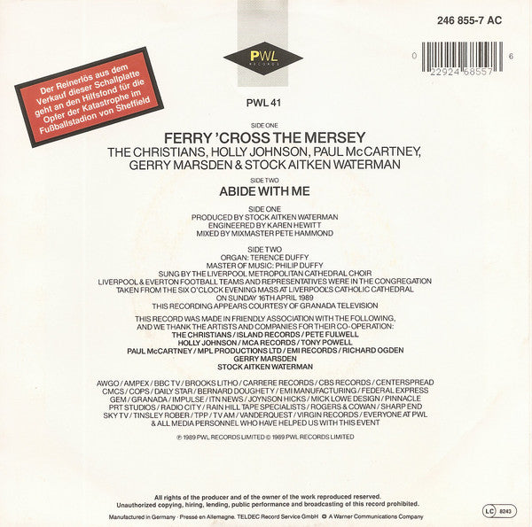 The Christians, Holly Johnson, Paul McCartney, Gerry Marsden & Stock Aitken Waterman* : Ferry 'Cross The Mersey (7", Single)