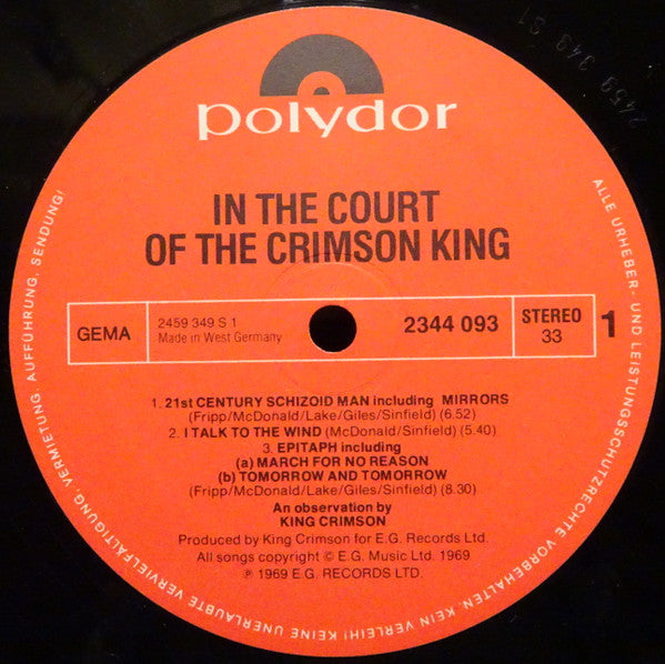 King Crimson : In The Court Of The Crimson King (An Observation By King Crimson) (LP, Album, RE, Gat)