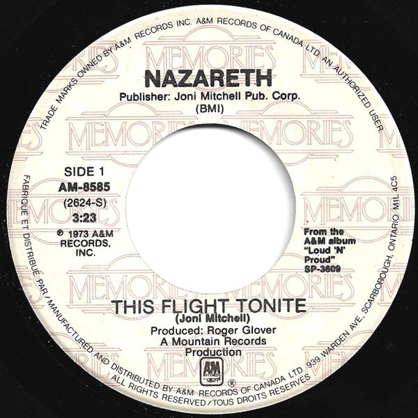 Nazareth (2) : This Flight Tonite / Love Hurts (7", Single)