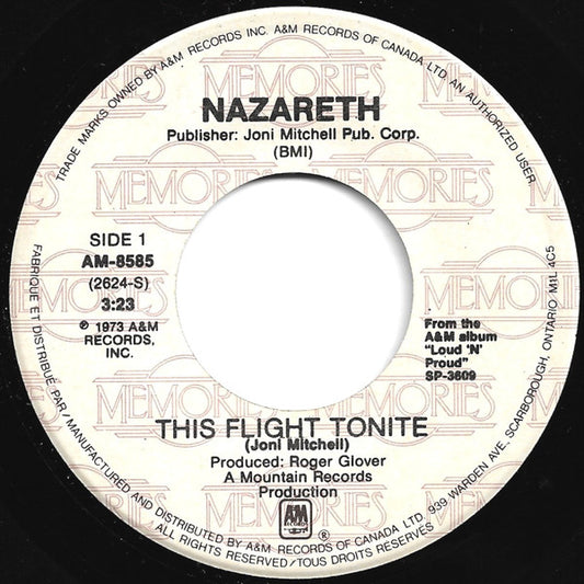 Nazareth (2) : This Flight Tonite / Love Hurts (7", Single)