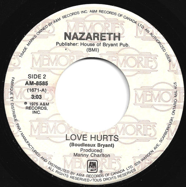 Nazareth (2) : This Flight Tonite / Love Hurts (7", Single)