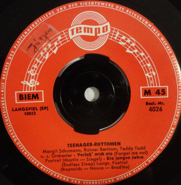 Margit Schumann / Rainer Bertram : Teenager-Rhythmen (7", EP)