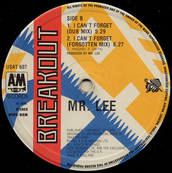 Mr. Lee : I Can't Forget (Haunted House Mix) (12")