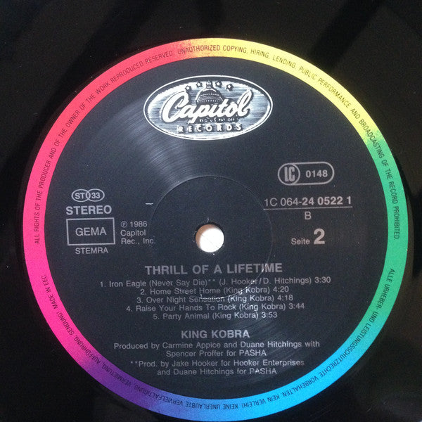 King Kobra (4) : Thrill Of A Lifetime (LP, Album)