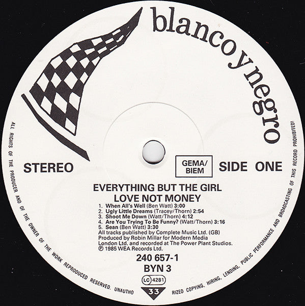 Everything But The Girl : Love Not Money (LP, Album)