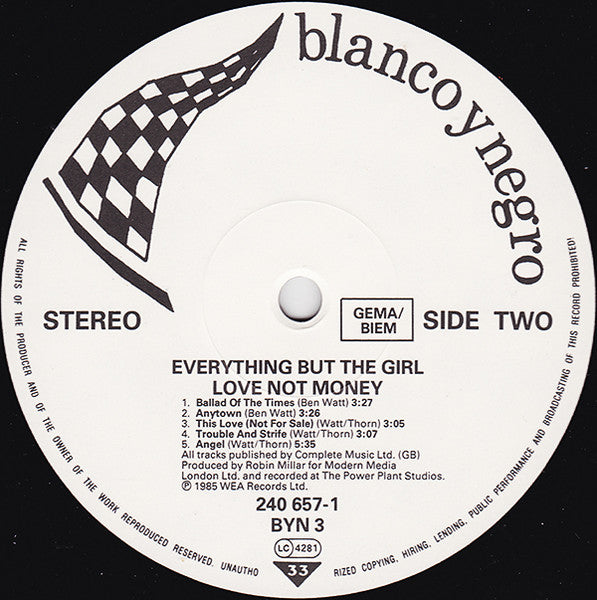 Everything But The Girl : Love Not Money (LP, Album)