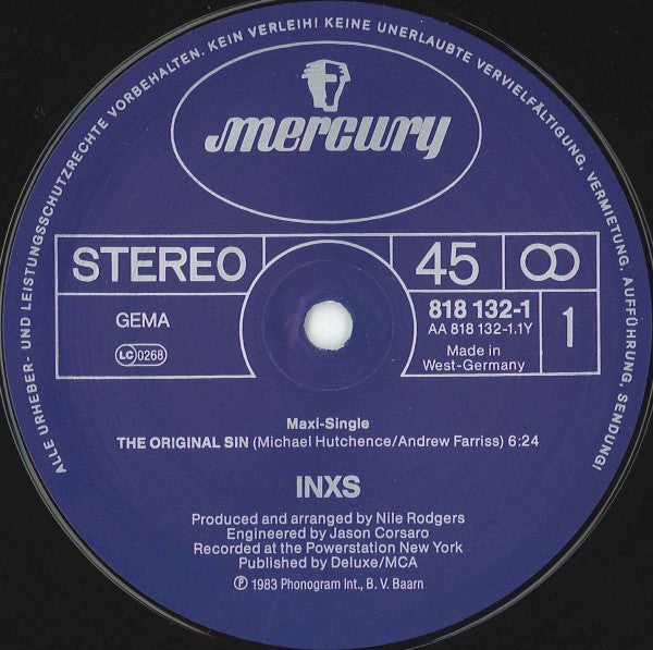 INXS : Original Sin (Long Version) (12", Maxi)