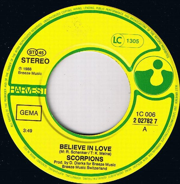 Scorpions : Believe In Love (7", Single)