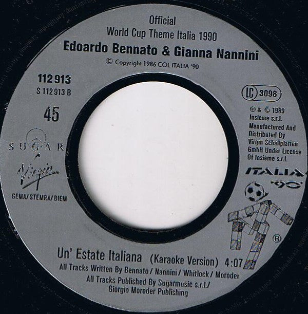 Edoardo Bennato - Gianna Nannini : Un'Estate Italiana (7", Single)