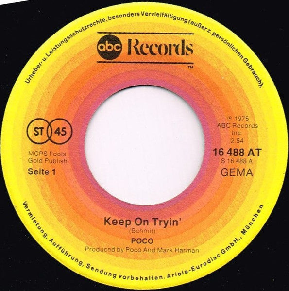 Poco (3) : Keep On Tryin' / Georgia, Bind My Ties (7", Single)