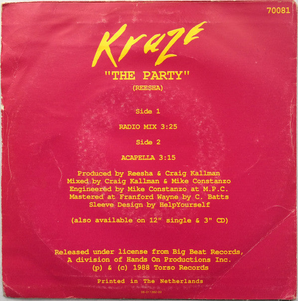 Kraze : The Party (7", Single)