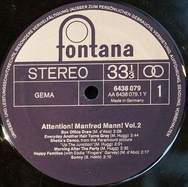 Manfred Mann : Attention! Manfred Mann! Vol. 2 (LP, Comp)