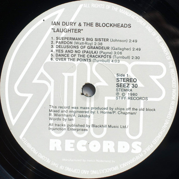 Ian Dury And The Blockheads : Laughter (LP, Album)