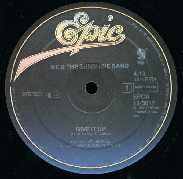 KC & The Sunshine Band : Give It Up / It's Too Hard To Say Goodbye (12", Maxi)
