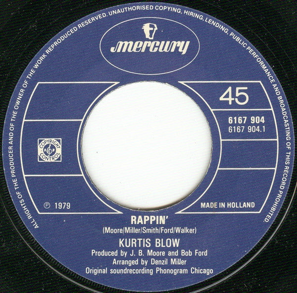 Kurtis Blow : Rappin' (7", Single)
