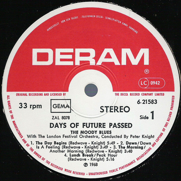 The Moody Blues With The London Festival Orchestra* : Days Of Future Passed (LP, Album, RE)