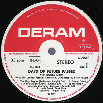 The Moody Blues With The London Festival Orchestra* : Days Of Future Passed (LP, Album, RE)