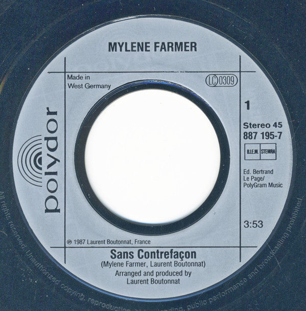 Mylene Farmer* : Sans Contrefaçon (7", Single)
