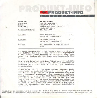 Mylene Farmer* : Sans Contrefaçon (7", Single)