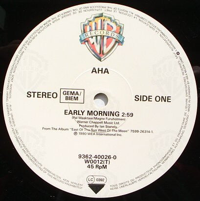 a-ha : Early Morning (12", Single)