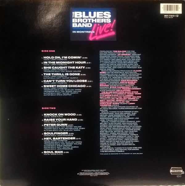 The Blues Brothers Band : Live In Montreux (LP, Album)