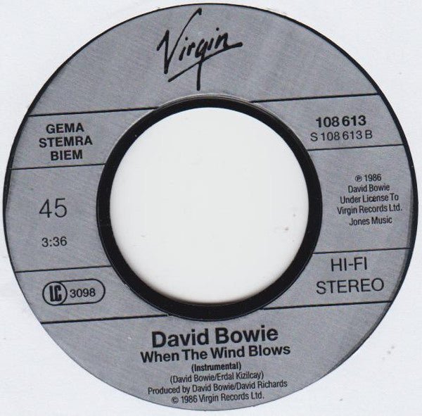 David Bowie : When The Wind Blows (7", Single)