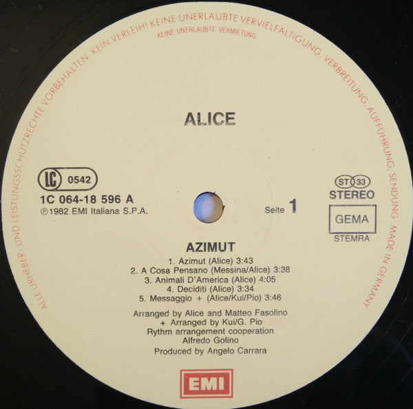 Alice (4) : Azimut (LP, Album)