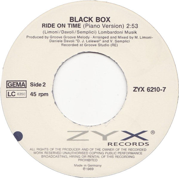 Black Box : Ride On Time (7", Single)