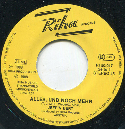 Jeff'N Bert : Alles, Und Noch Mehr (7", Single)