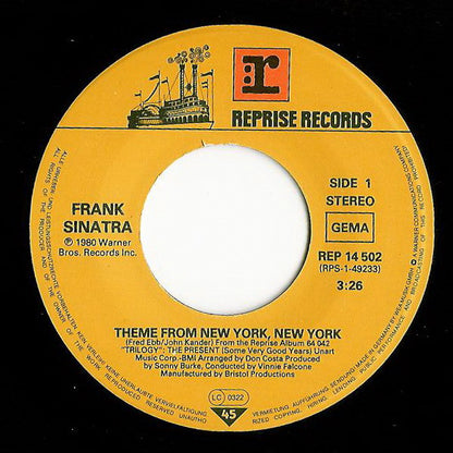 Frank Sinatra : Theme From New York, New York (7", Single)
