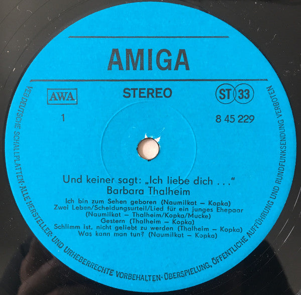 Barbara Thalheim : Und Keiner Sagt: Ich Liebe Dich... (LP, Album)