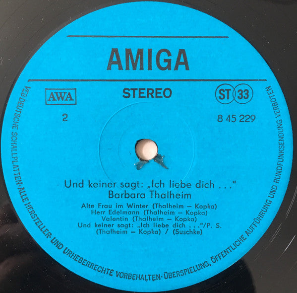Barbara Thalheim : Und Keiner Sagt: Ich Liebe Dich... (LP, Album)